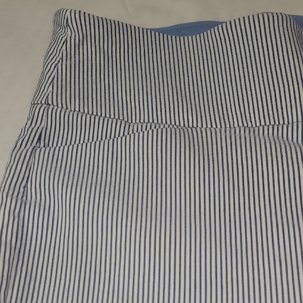 Blue and White Striped Capris with Classic Style - Picture 5 of 8